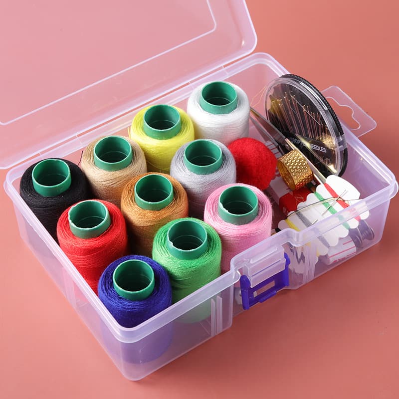 High-Quality Transparent Household Sewing Kit with Practical Needles and Thread for Family and Dormitory