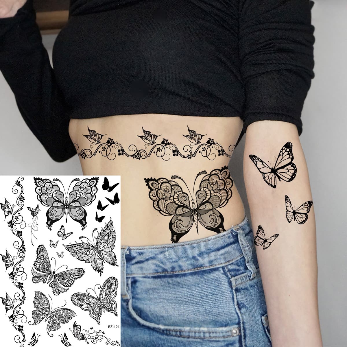 EU/US Cross-border Henna Art Temporary Tattoo Stickers for Arms and Neck, Temu Amazon Tattoo