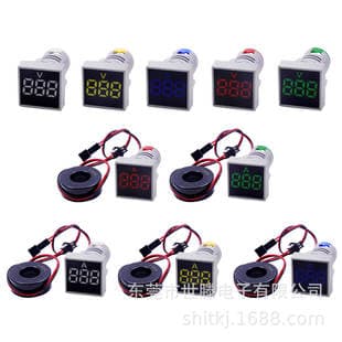 Square AC Voltmeter AC20V-500V Digital Voltmeter Ammeter 0-100A Indicator Light Small Voltmeter