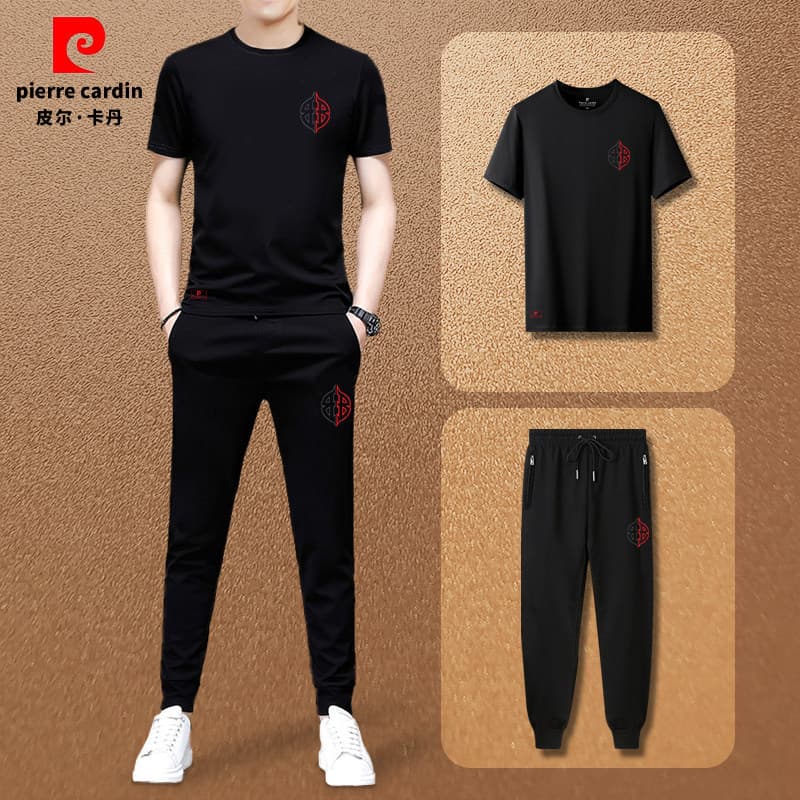 Pierre Cardin round neck short-sleeved T-shirt for men 2026 spring and summer new style simple and versatile slim sports suit
