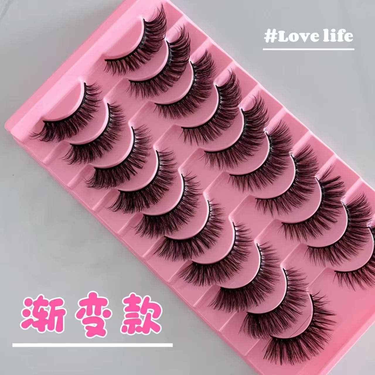Cross-border 10 pairs of eyelashes for women, one-piece natural simulation stage makeup, three-dimensional black stems, whole European and American false eyelashes