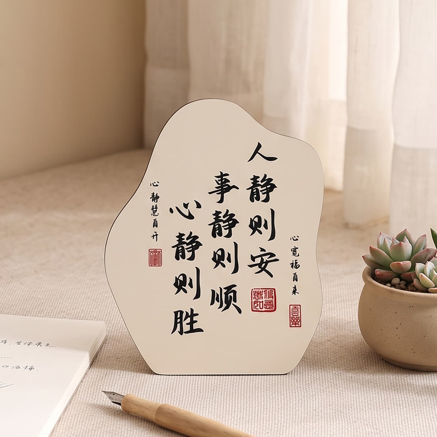Elementary school students inspirational slogans decorative paintings desk bedroom desktop irregular wooden table painting school decoration supplies