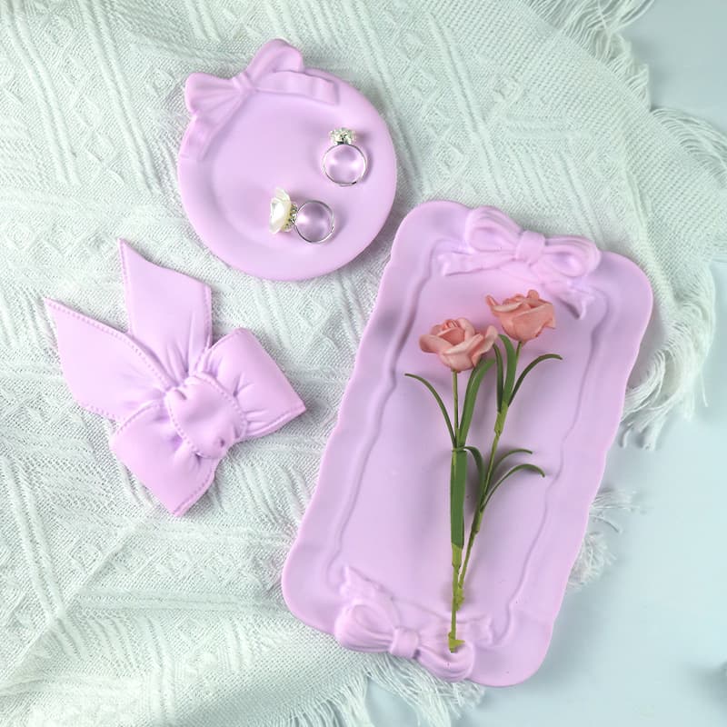 Baijiaxing diy glue mold European tray lace INS bow storage tray gypsum cement silicone ornaments