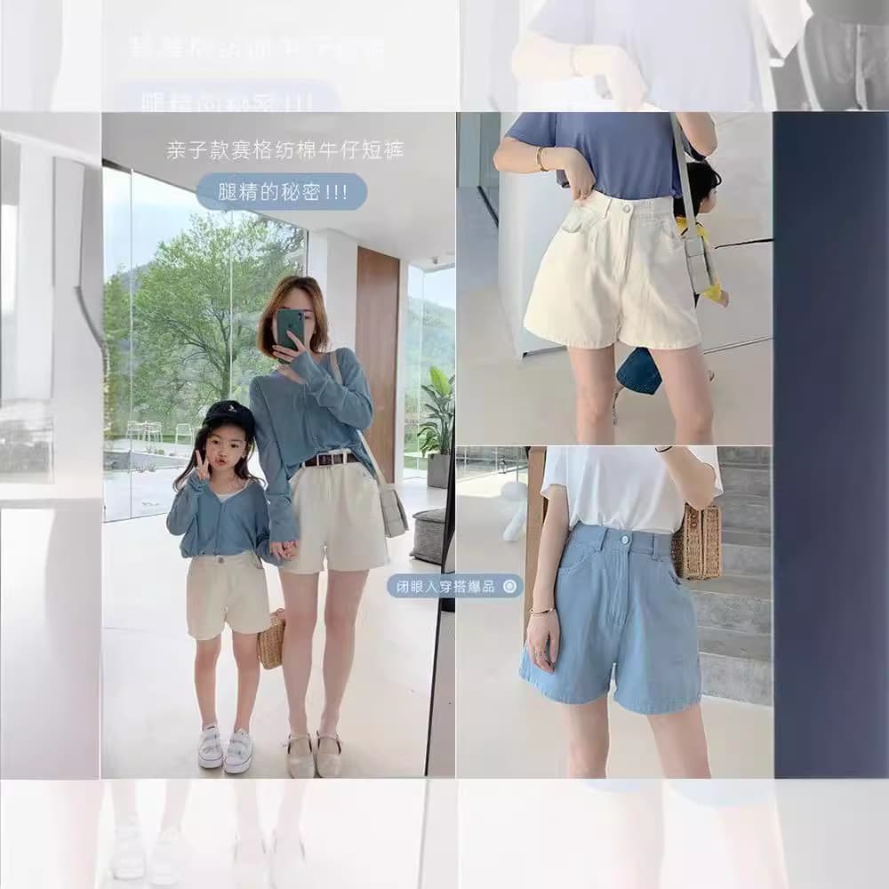 Korean-style Casual Shorts and Short Sleeve Summer New Mother-Daughter Matching Set, Stylish and Slimming Pants for Girls