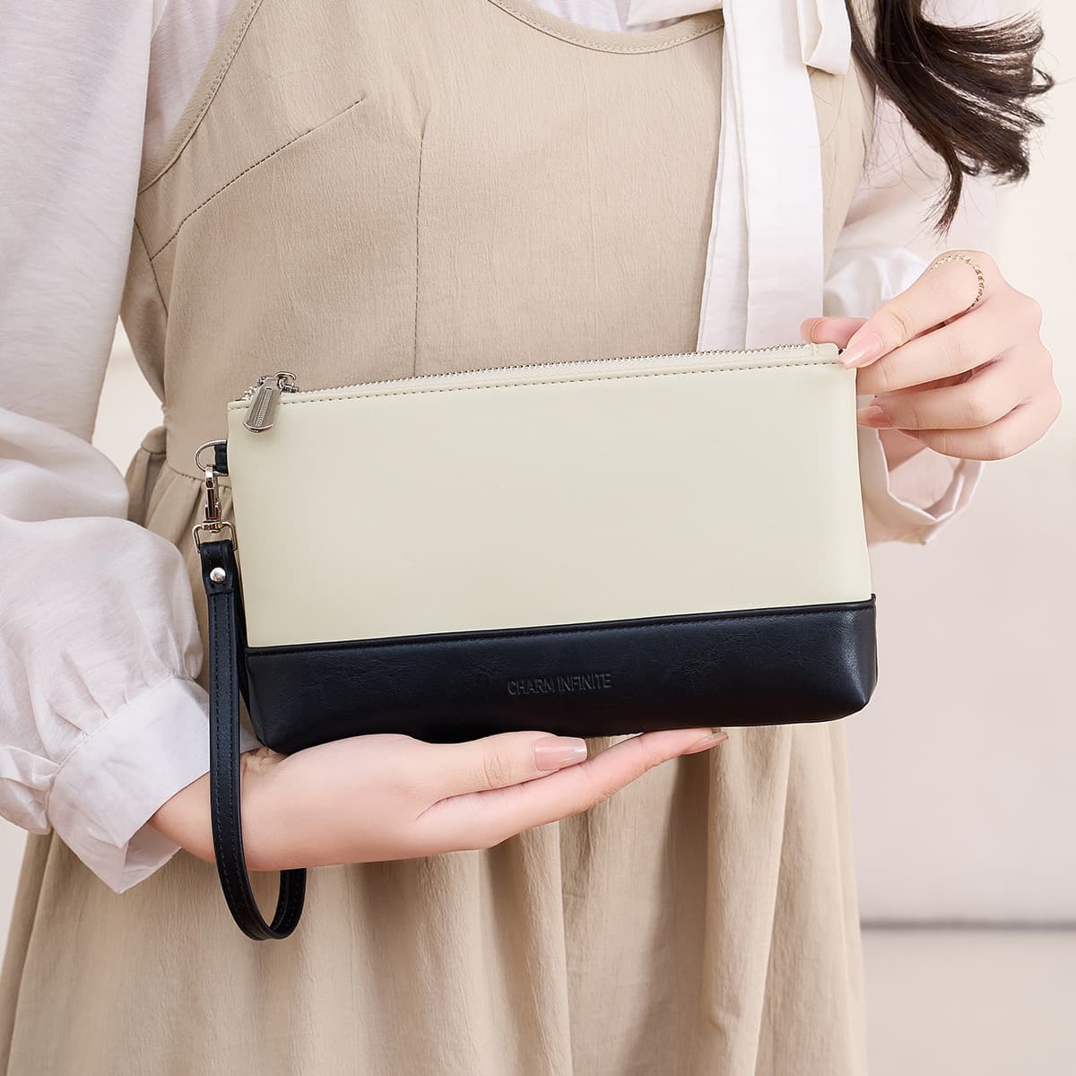 Cross-border New Multifunctional Women's Clutch Bag Color-Block Patchwork Fashion Handbag Simple Large-Capacity Phone Wallet