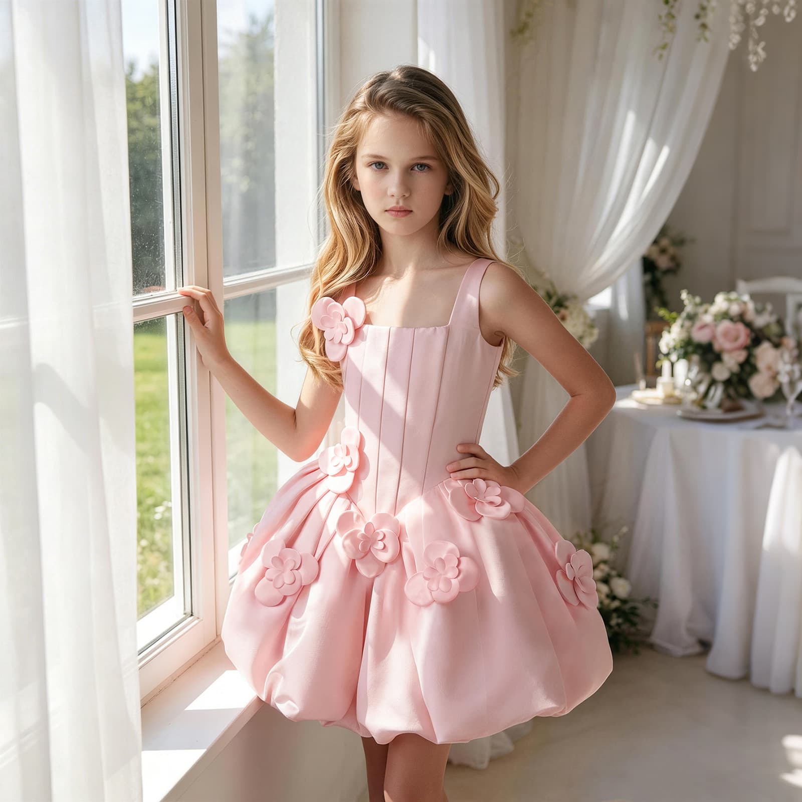 Cross-border Trade Birthday Princess Dress for Little Girls, Piano Performance Outfit for Hosts on Important Occasions, Flower Girl Gown