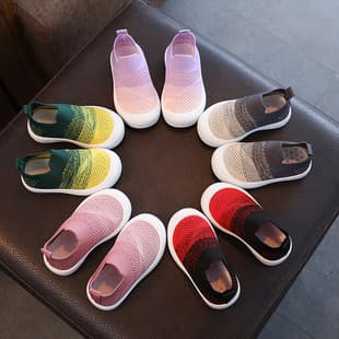 Color-Block Middle & Big Kids Shoes Spring/Autumn Breathable Student Shoes Trendy Casual Korean Style Boys Girls Flyknit Sneakers