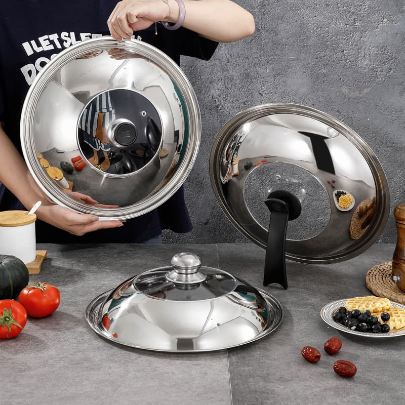 Factory Wholesale Stainless Steel Pot Lid, Household Cooking Visible Pot Lid, 28-42cm Wok Combination Lid Drop Shipping