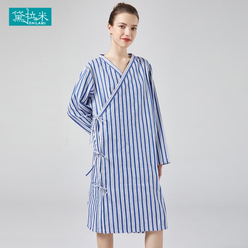 Patient Gown Women's Tie-Front Long Robe Easy On-Off Nursing Wear Hospital Patient Sleepwear Men's Cotton Patient Clothing