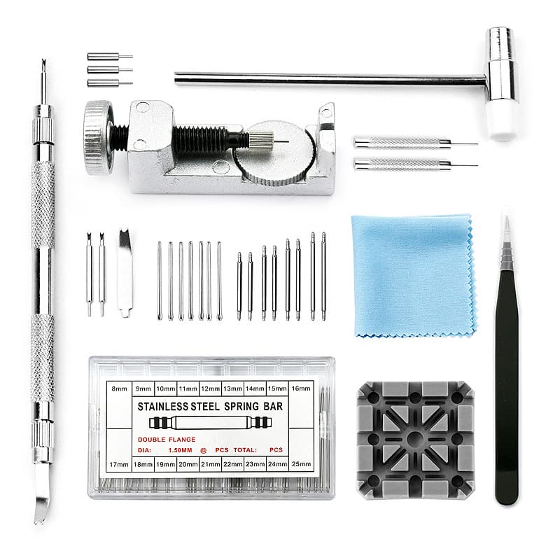 Watch Repair Tool 98-Piece Set, Disassembly and Strap Replacement Kit, Spring Bar Box, Strap Remover, Watch Band Tool