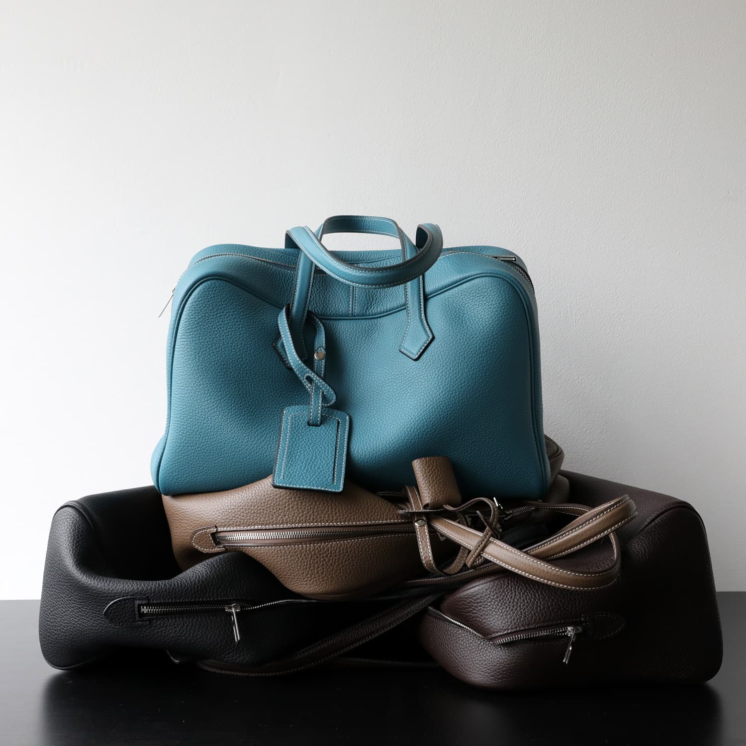 High-end Feel Luxury Top Layer Cowhide Boston Genuine Leather Women's Bag Simple Bowling Underarm Bag Handheld Crossbody Bag