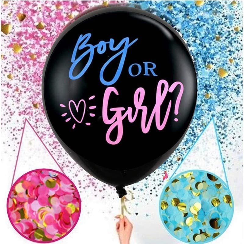 Cross-border Amazon Gender Reveal Balloon 36-inch Black Latex Balloon, Baby Reveal Party Decoration Wholesale