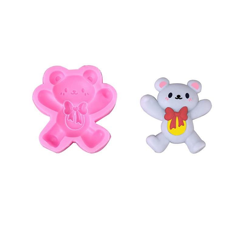 Cute Cartoon Bow Bear Silicone Mold for Valentine's Day Decoration, Chocolate, Plaster, and Baking