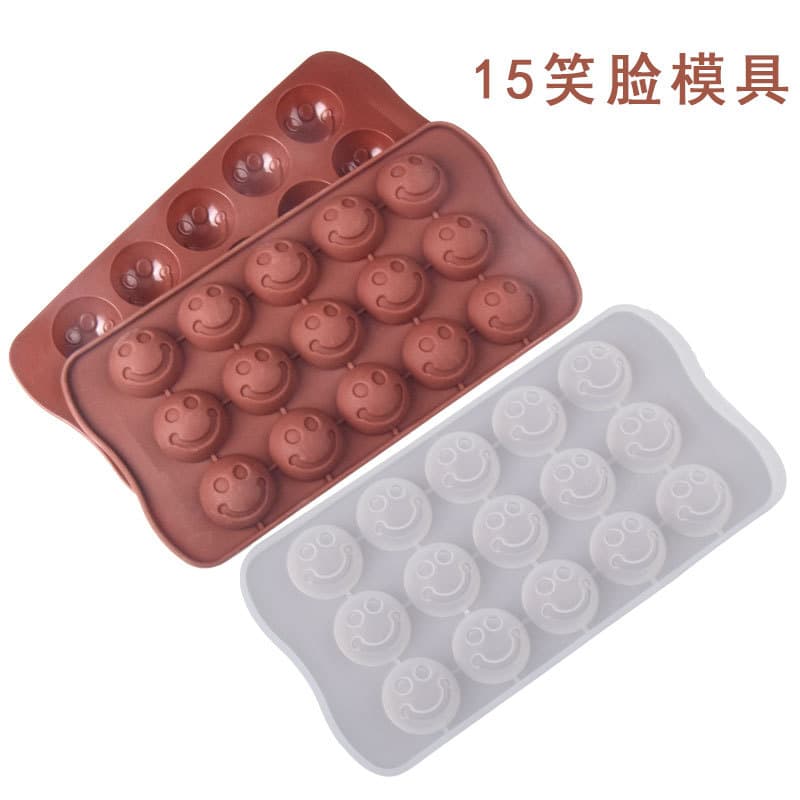 15-piece smiley face silicone chocolate fondant decoration cake baking mold silicone candle crystal glue mold