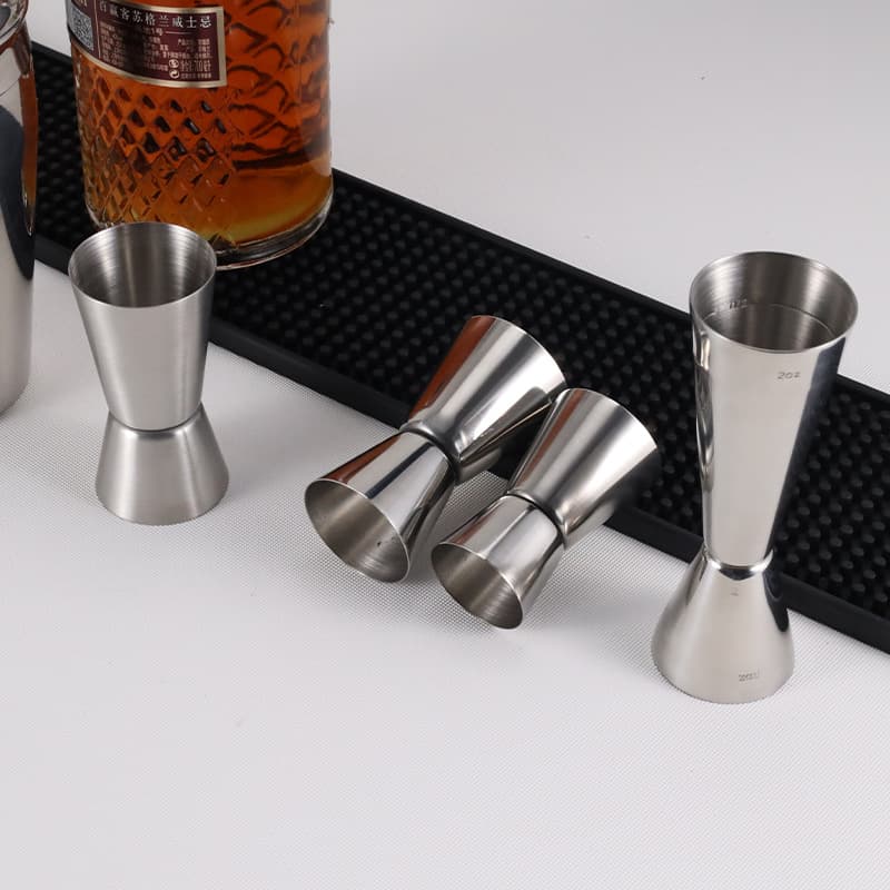 Straight Edge Stainless Steel Jigger with Dual-Sided 30/60 oz Measurement, Cocktail Bar Mixing Tool Measuring Cup