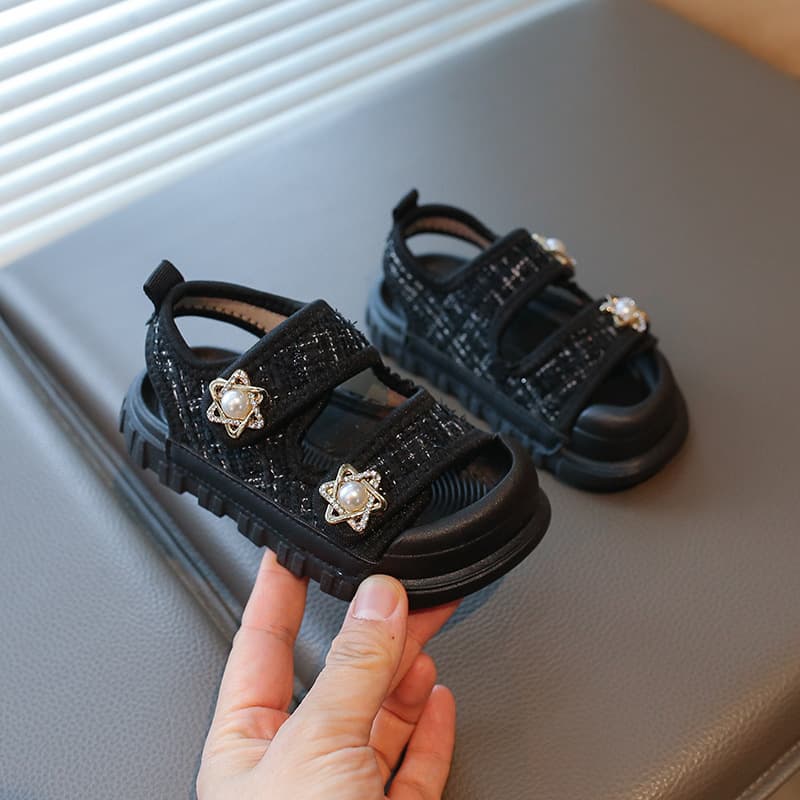 2026 Summer New Style Girls' Sandals Beach Shoes Hook-and-Loop Sandals Fashion Open-Toe Princess Shoes Casual Sandals