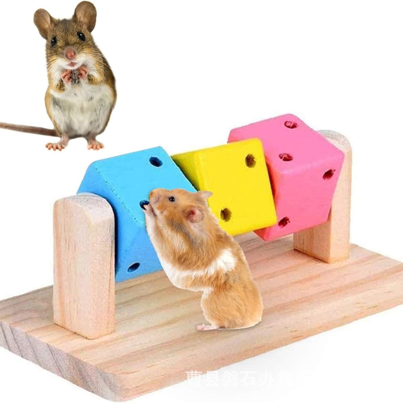 Cross-border Hamster Wooden Chew Toy Fun Cube for Syrian Hamster Solid Wood Habitat Decoration Colorful Chewing Tool