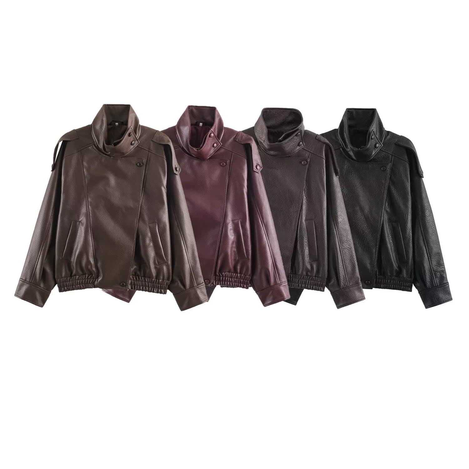 TAOP&ZA Women's 2026 Fall New Arrival Fashion Casual Versatile Warm Faux Leather Jacket Coat 4341842