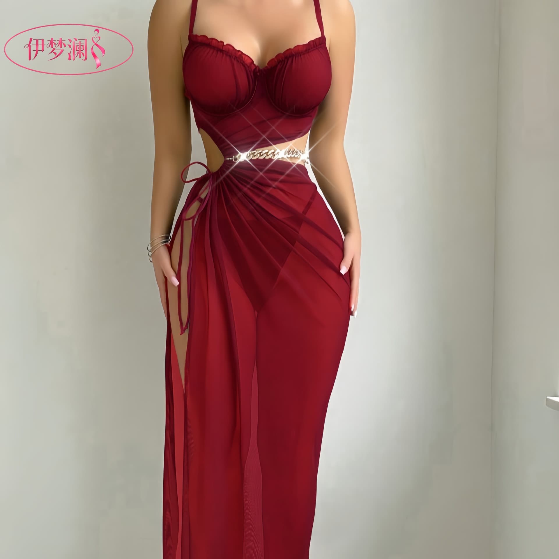 Yimenglan Sexy Cross-border New Style Long Dress Strap Flirting Sexy Lingerie Mesh Sheer Sleepwear for Women