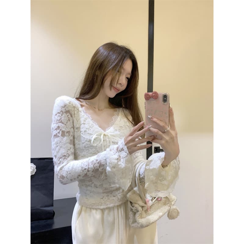 Fei Qiqi Plus Size Women's Autumn/Winter Brushed Thick Lace Trim Inner Layer Top, Versatile and Slimming