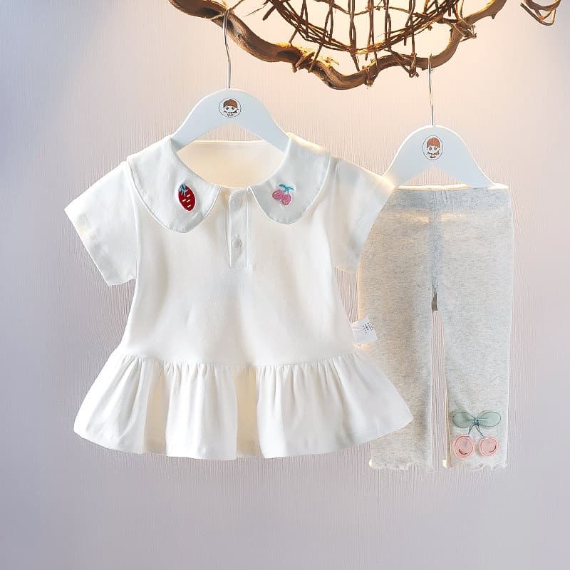 New Summer Cotton Set for Girls, Stylish Short-Sleeve Top for Baby Girls