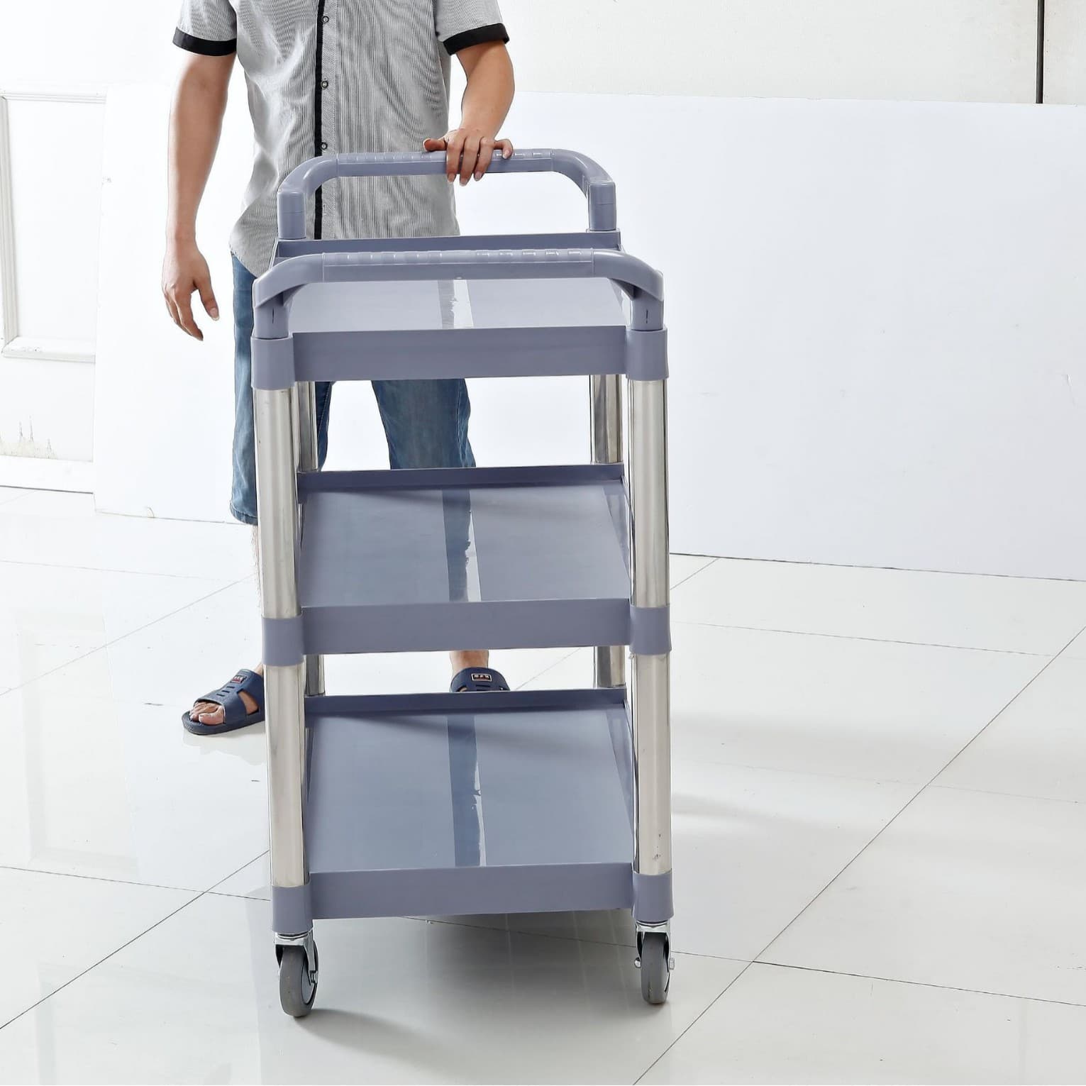 Manufacturer wholesale plastic food carts, hotel service carts, beverage and hot pot carts, three-tier multi-functional restaurant carts