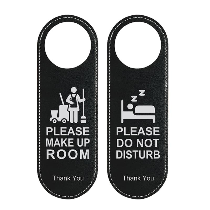 English Do Not Disturb Room Signs Hotel Do Not Disturb Please Clean Double-sided Leather Hanging Door Signs