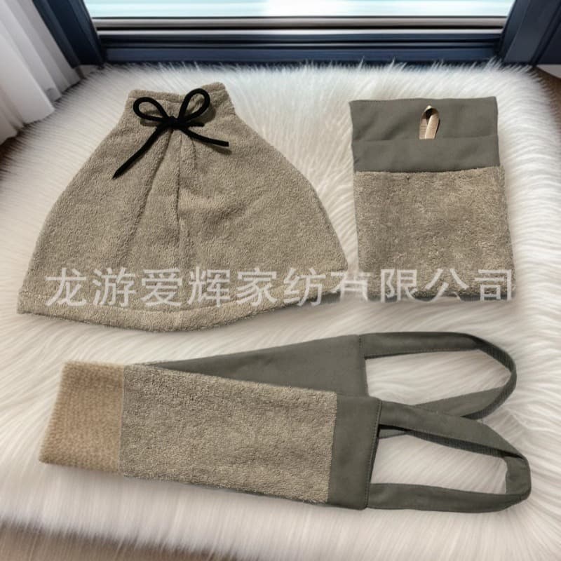 Cotton Terry Cloth Back Scrubber Bath Bag, Full Cotton Terry Cloth Back Scrubber Bag, Exfoliating Towel, Embroidery Available