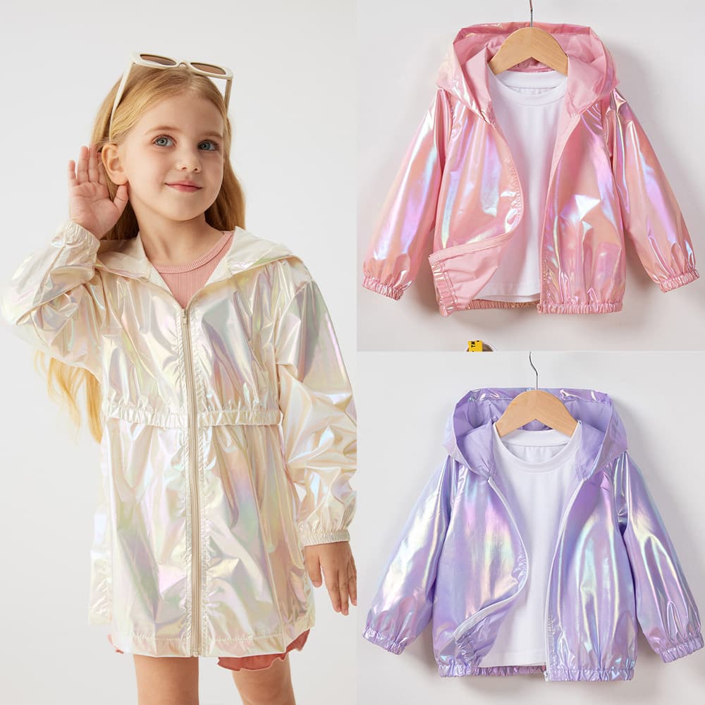 Spot spring and autumn boys and girls jacket hooded zipper long short top casual Temu popular zipper jacket