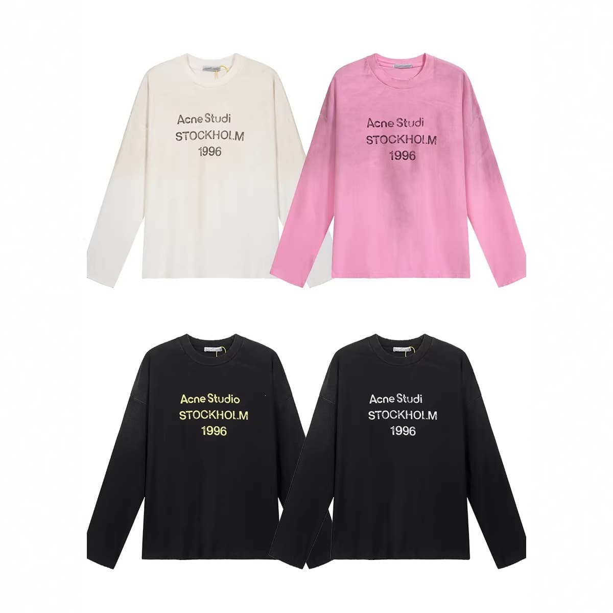Cross-border trendy brand washed and distressed letter printed high street long-sleeved loose men's and women's long-sleeved T-shirt one piece drop shipping