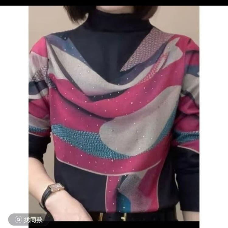New 2026 Women's Fashionable Half-Turtleneck De Velvet Spring/Autumn Versatile Base Layer T-Shirt Long Sleeve - 6619