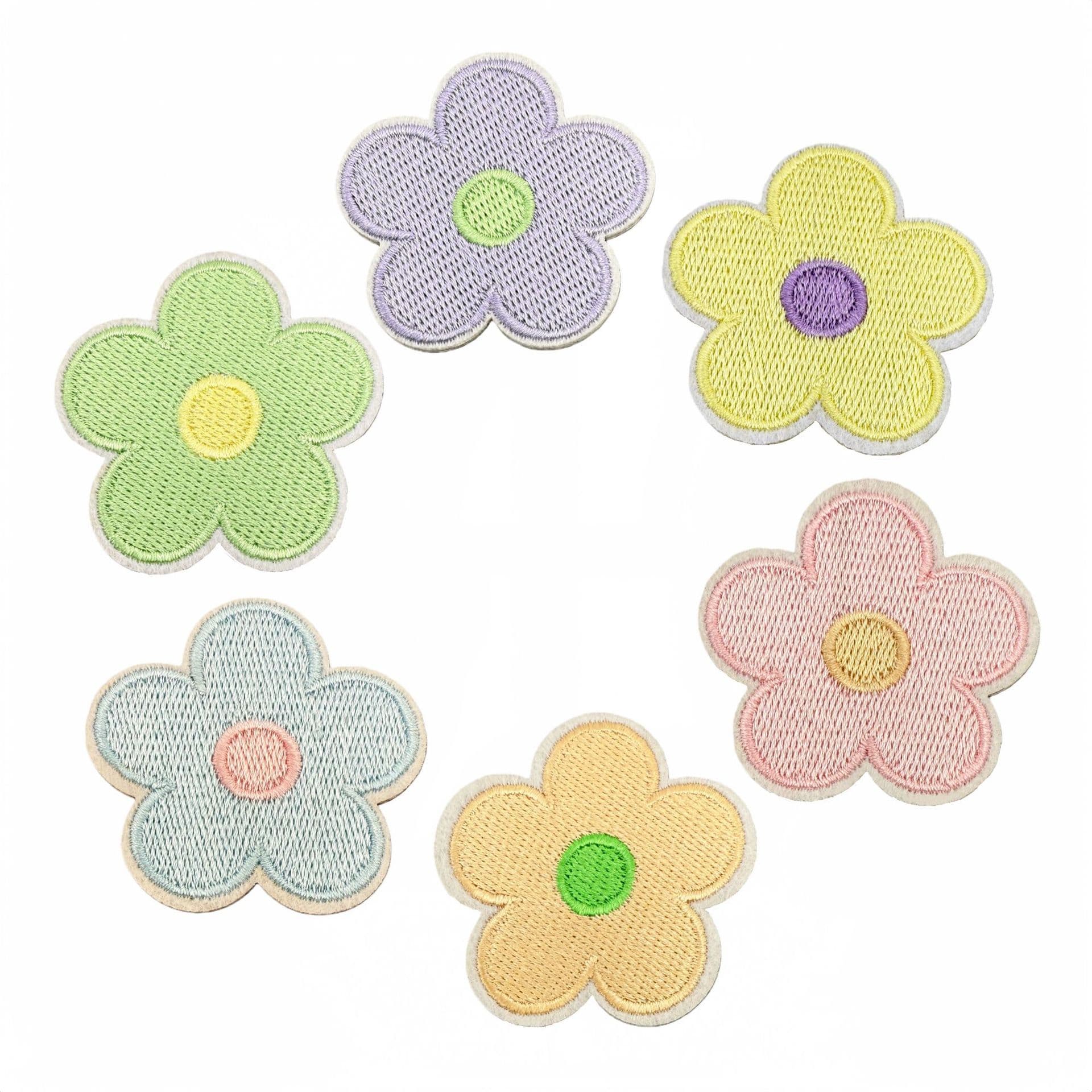 Macaron flower embroidery patch cartoon small self-adhesive decoration patch embroidery badge clothing accessory