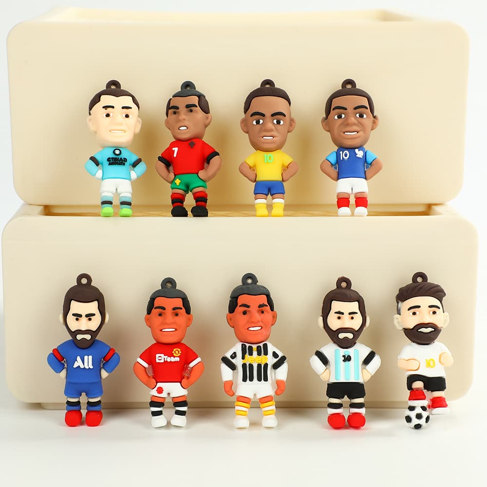 Football Star Figure Keychain Accessory Cartoon PVC Soft Rubber 3D Character Fan Souvenir Gift