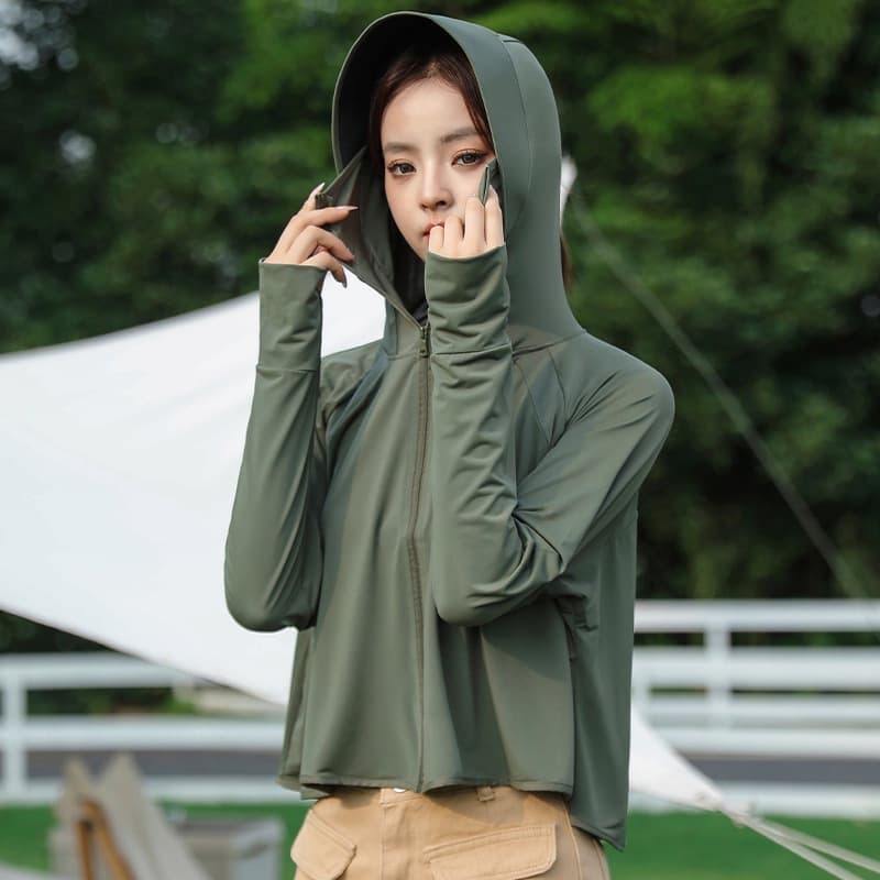 Ice Silk Sun Protection Jacket for Women Summer 2026 UV-blocking Cool Touch Lightweight Outerwear Black Gel Sunscreen Coat