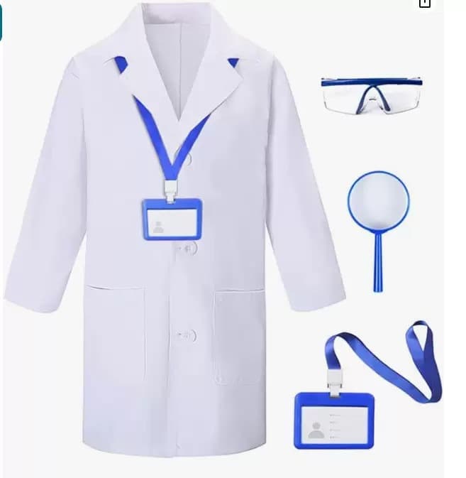 Kids Role Play Doctor Nurse Costume for Boys and Girls, White Lab Coat, Children's Science Experiment Outfit