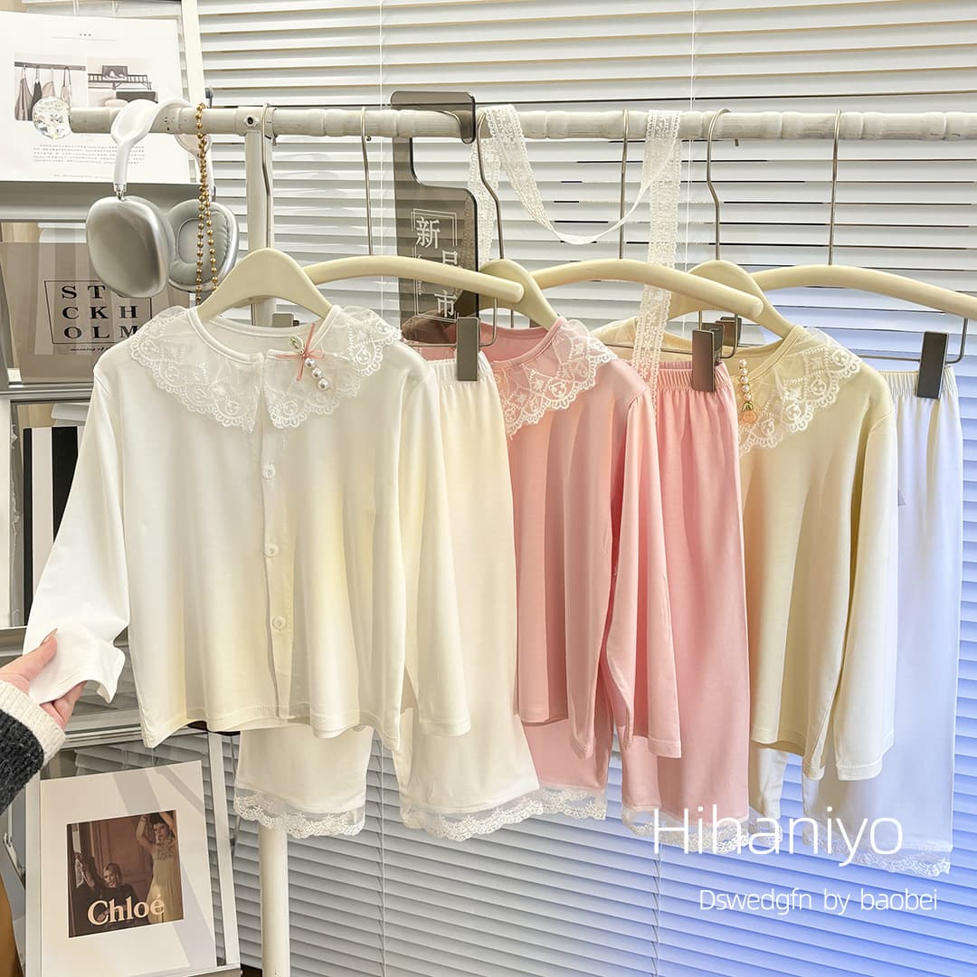 [Customized] Summer Thin Girls Cardigan Modal Suit Long Sleeve Air-Conditioning Clothing Medium and Old Children Parent-Child Home Clothing