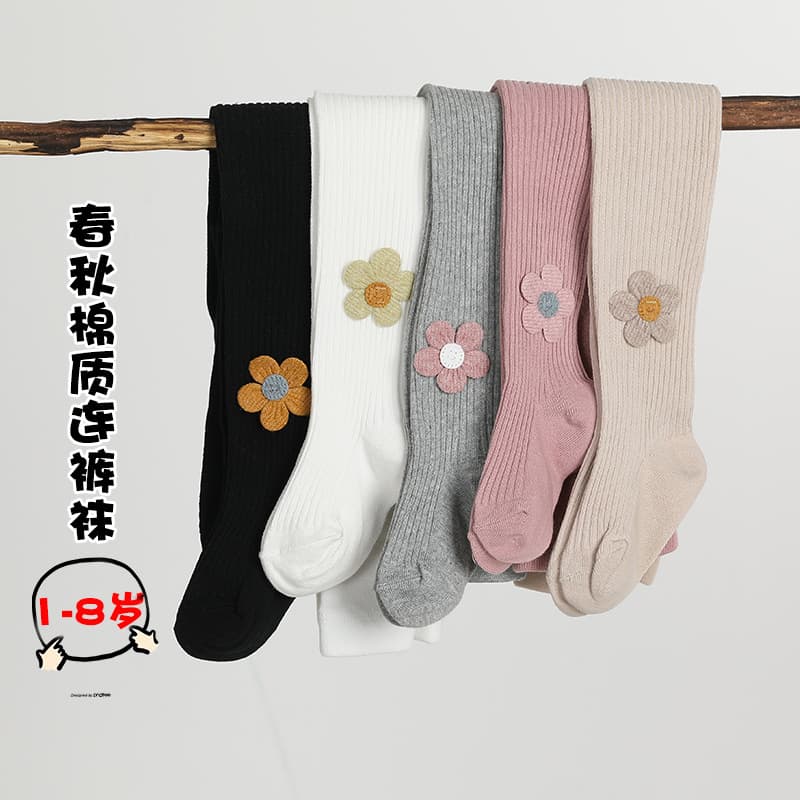 Children's Tights Wholesale Spring Autumn Girls' Base Layer Pants Outerwear Knitted Small Medium Toddler Baby Open Crotch Big PP Socks Cotton