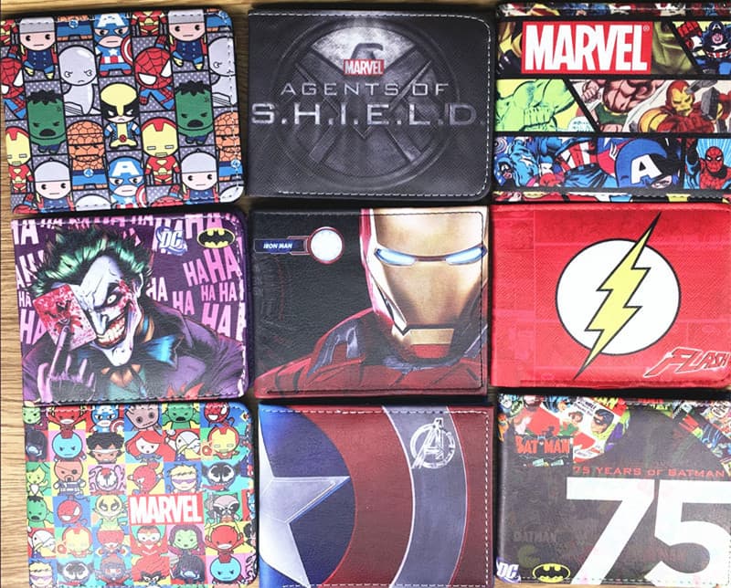 Marvel Superhero Short Bifold Wallet Full Color PU Leather Men's and Women's Money Clip Wallet Card Holder