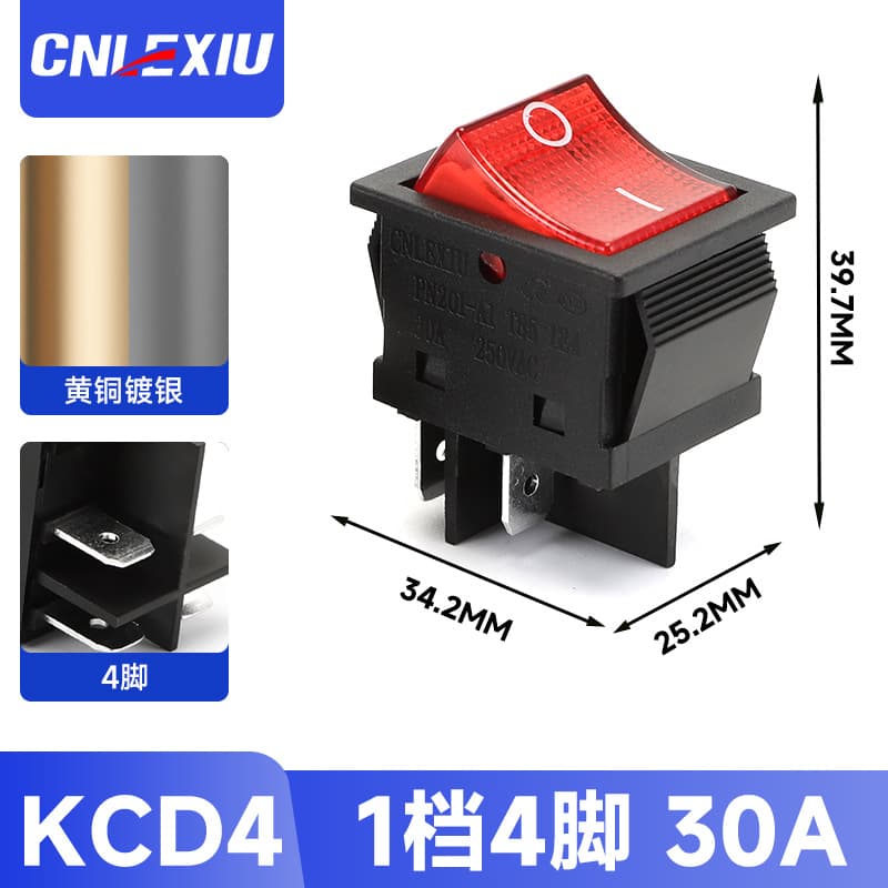 Lexiu Kcd4 Boat-Shaped Switch Power Supply Rocker Button Accessories Four-Pin with Light 16/20/30A