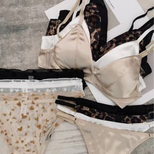 French Triangle Cup Bra, Seamless Satin, Thin, Wire-Free, Comfortable Bra, Sexy Thong Bra Set