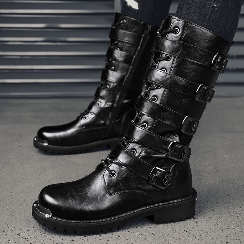 2026 Winter New Large Size Motorcycle Boots Men's Workwear Martin Boots High-Top Long Boots for Men