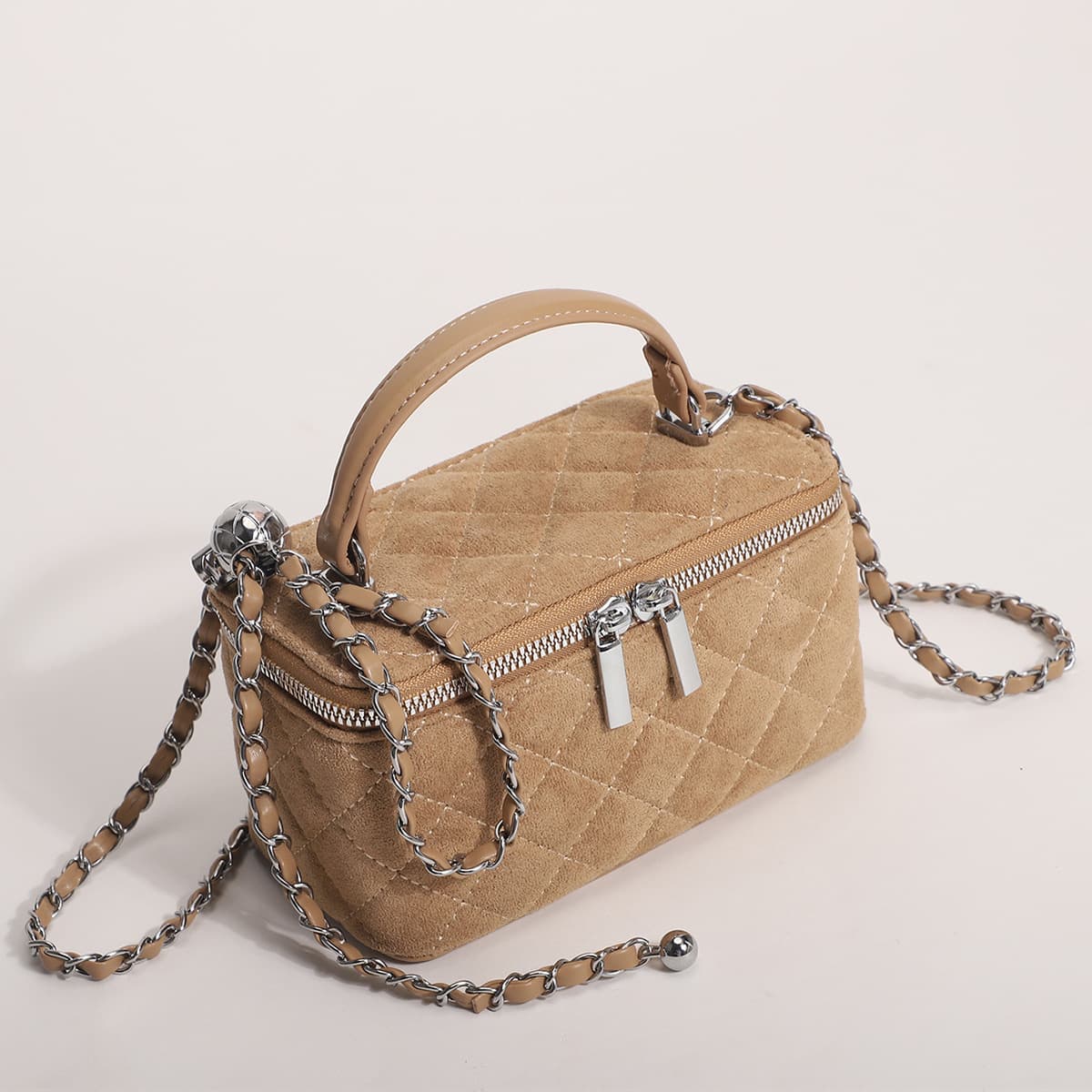 New Faux Leather Diamond Quilted Chain Bag for Women Vintage Quilted Stitched Box Bag Handbag Commuter Shopping Crossbody Bag