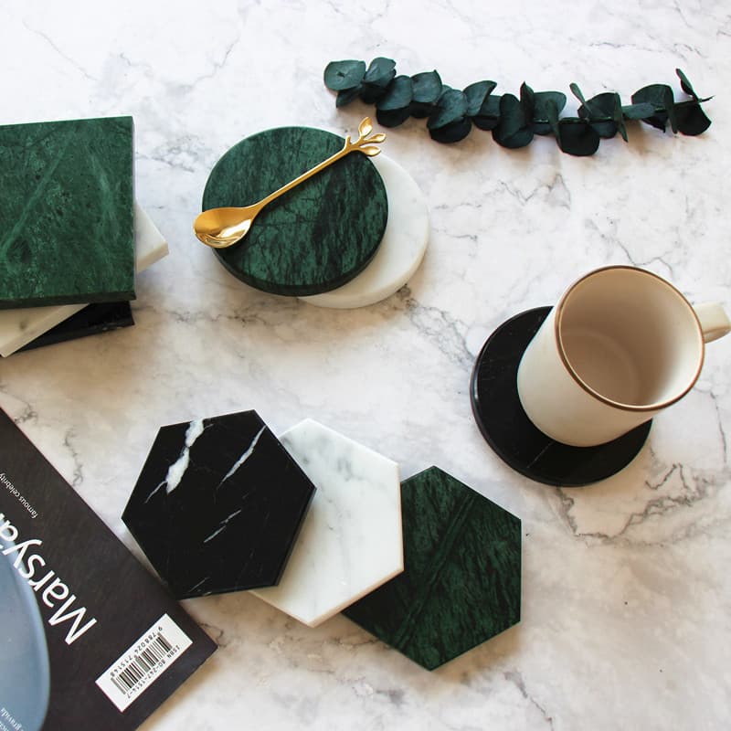 Casual European and American Style Marble Placemat Insulation Mat Creative Coaster Square Round Hexagonal Coaster Photography Props