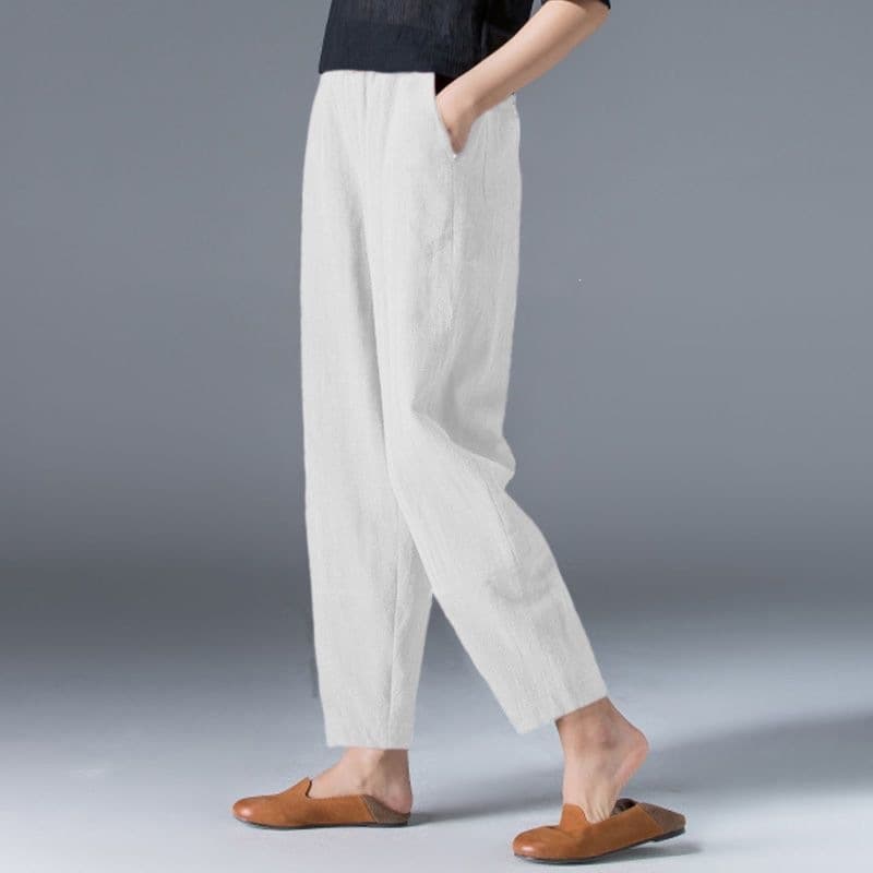Women's Cotton Linen Casual Pants Spring Summer Thin Loose Slimming Harem Pants New Versatile High Waist Plus Size Cropped Carrot Pants