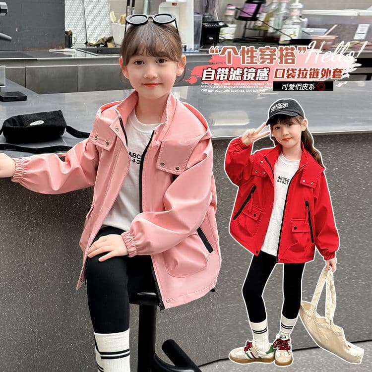 Girls' coat spring and autumn 2025 new style children's autumn jacket jacket tops for older children 12 to 15 years old