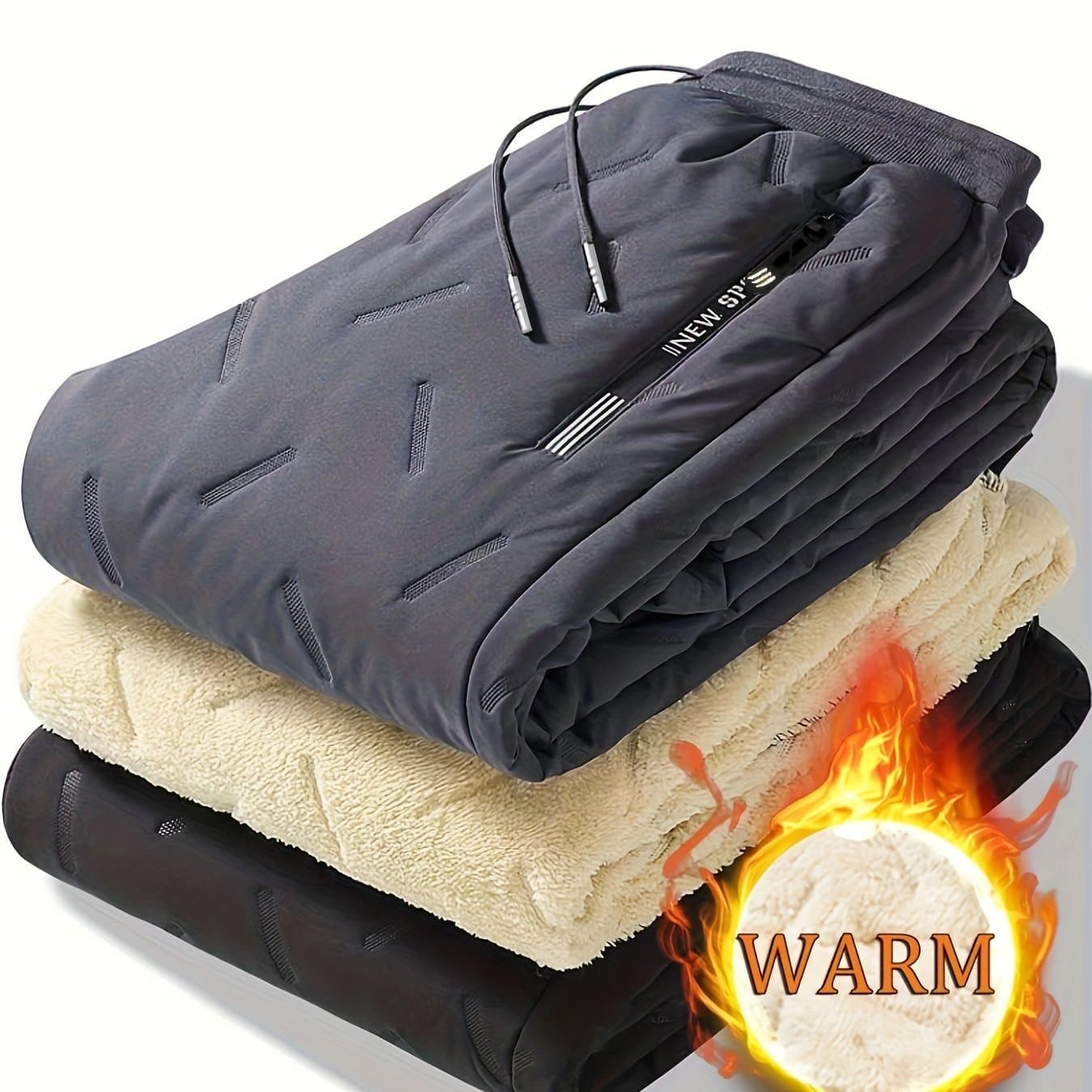 Sherpa Pants Men's Winter Fleece-Lined Thickened Snow Pants Plus Size Extra Large Outerwear Windproof Warm Casual Pants