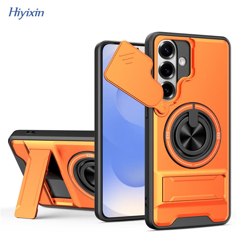Cross-border Compatible with Samsung S24 Rotating Magnetic Ring Stand Galaxy A37 Sliding Window Anti-drop Protective Case