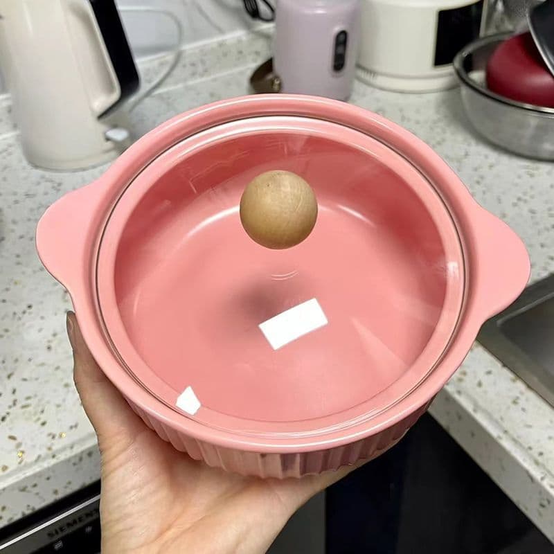 Instant Noodle Bowl with Lid, High-Aesthetic Ins Style Double-Handle Soup Bowl, Creative Ceramic Internet-Famous Bowl for Mixed Noodles and Luosifen, Easy to Clean
