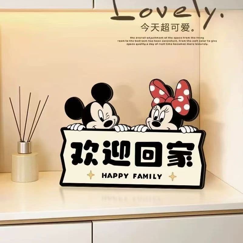Welcome Home Mickey and Minnie Creative Shoe Cabinet Display Stand Entryway Decorative Painting Bedroom Bedside Tabletop Ornament