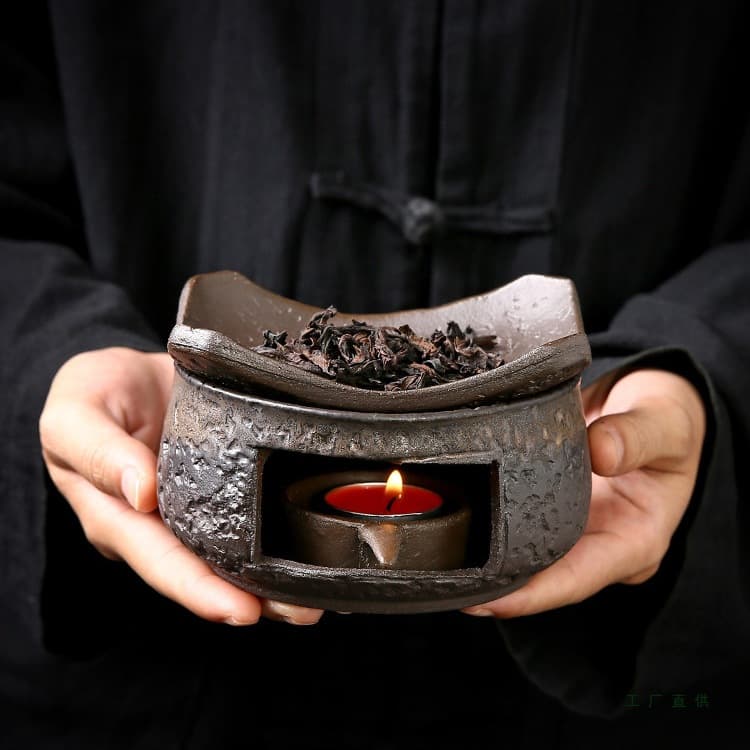 Coarse pottery roasting tea furnace ceramic tea incense burner candle heating roasted tea awakening tea baking furnace incense furnace roasted coffee beans